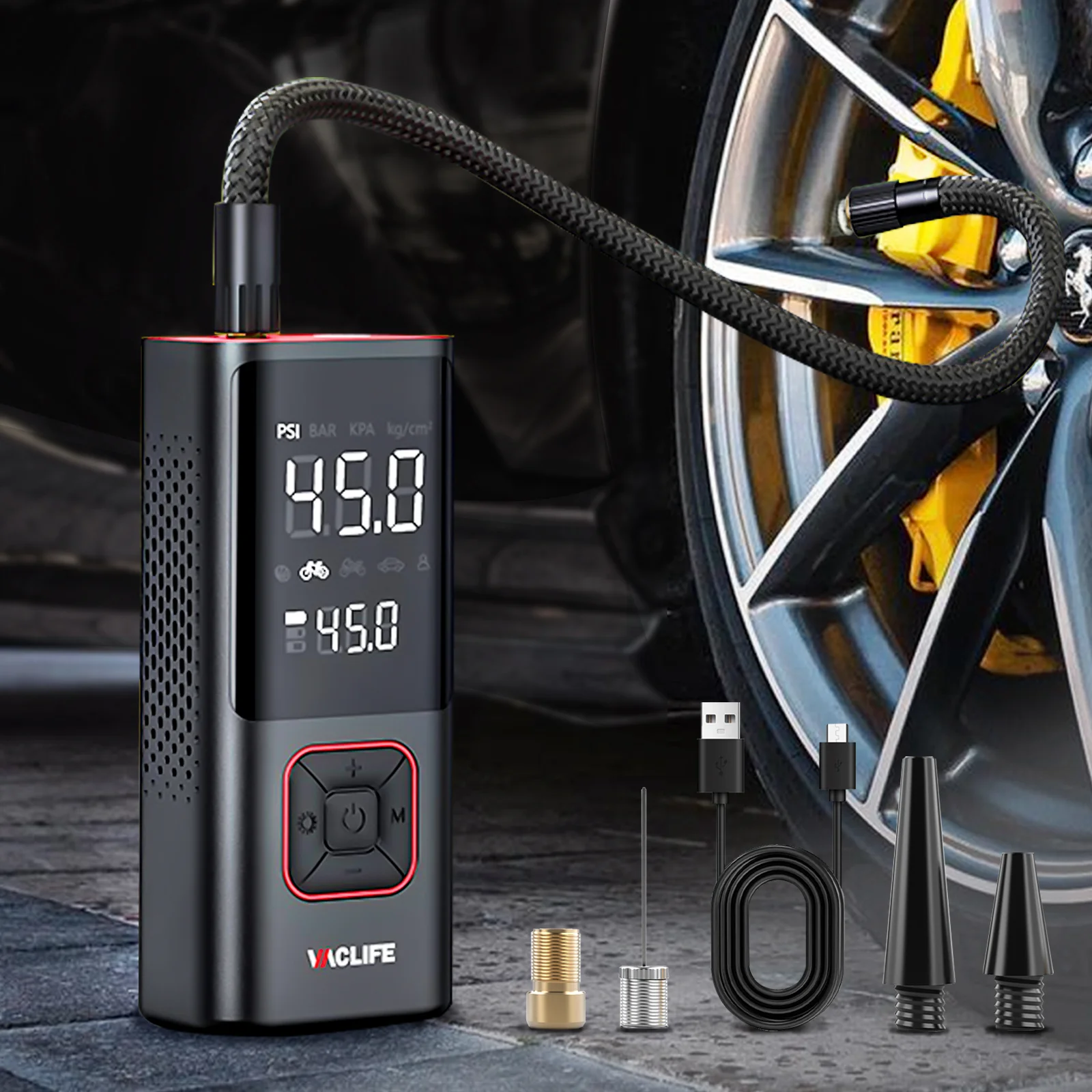 Vaclife portable tire inflator — car tire inflator product presentation